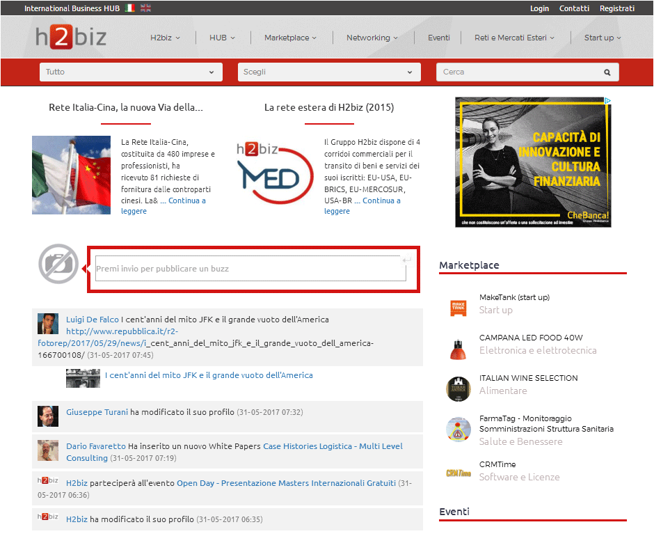 E' on-line il nuovo portale H2biz